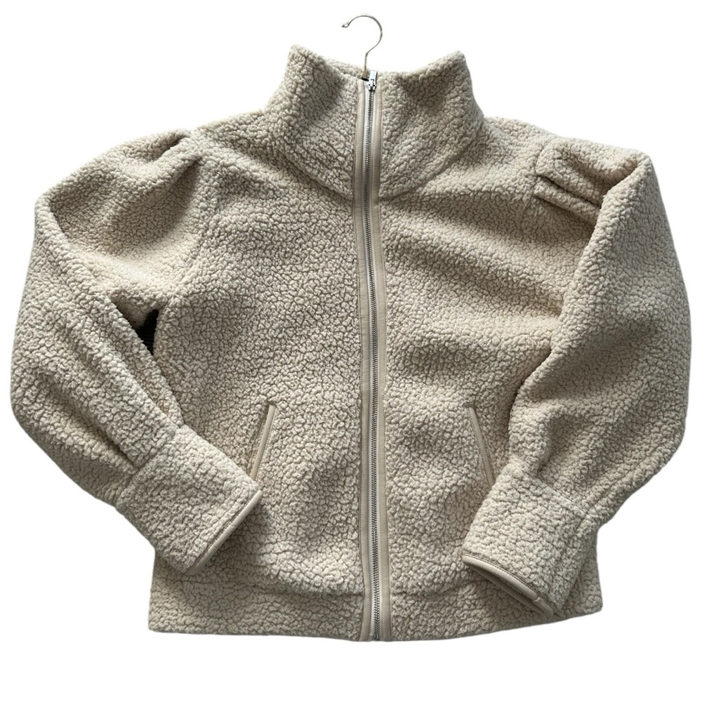 Express Cream Sherpa Jacket w/ Faux Leather Lining